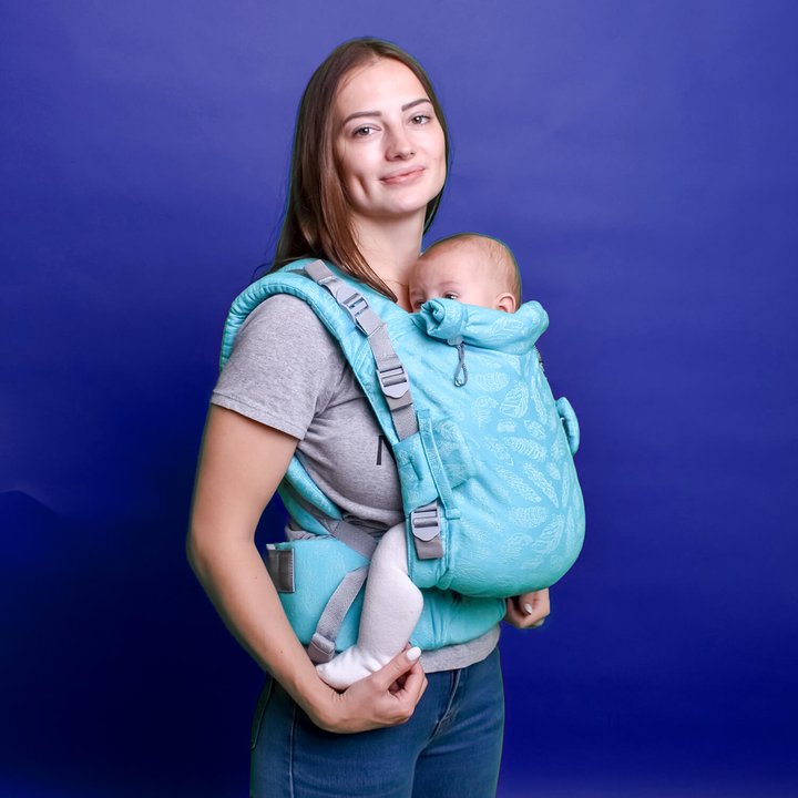 Buy Еrgo backpack with adjustment from birth Adapt turquoise Feathers (0-48 months)