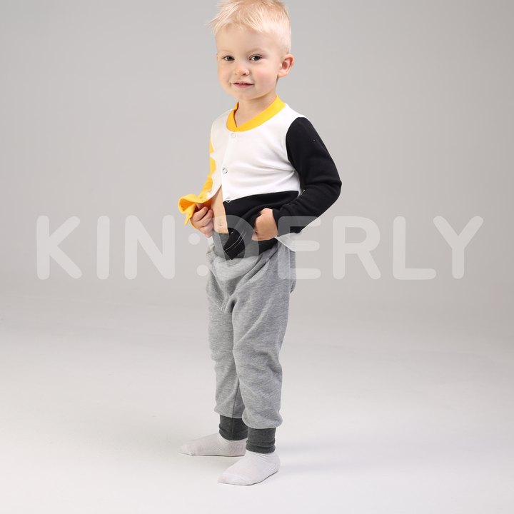 Купити Комплект для малюка, кофточка з довгим рукавом і штанці, Молочно-чорний, 1050, 62, Kinderly