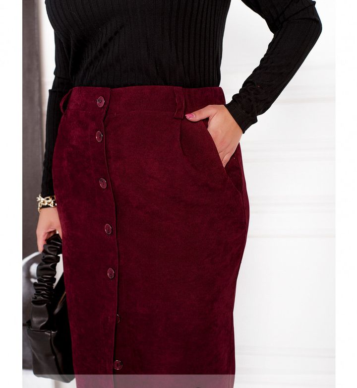 Buy Velvet skirt No. 2307-bordeaux, 66-68, Minova
