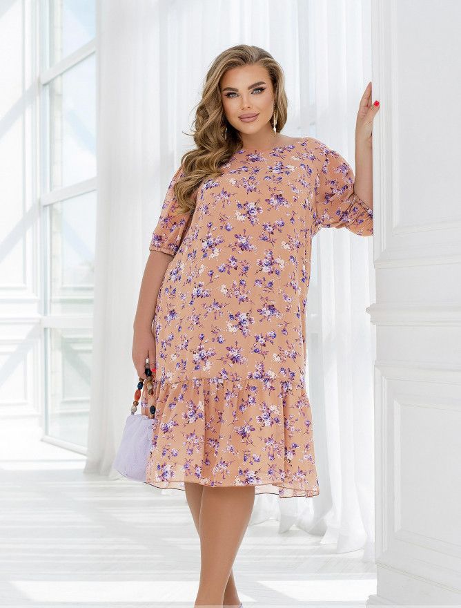 Buy Dress №2459-Beige-Lilac, 66-68, Minova
