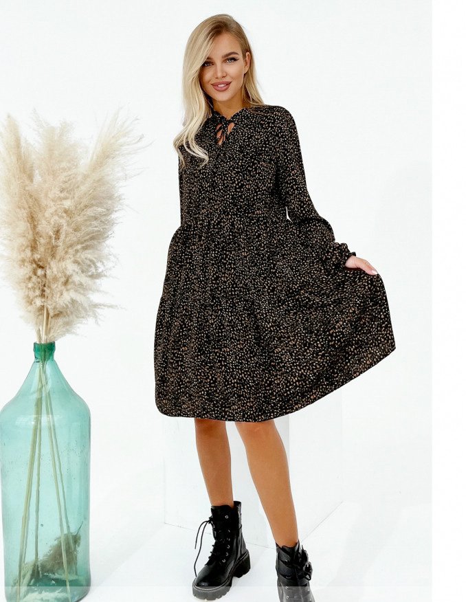 Buy Dress №2184-Black-Brown, 48, Minova