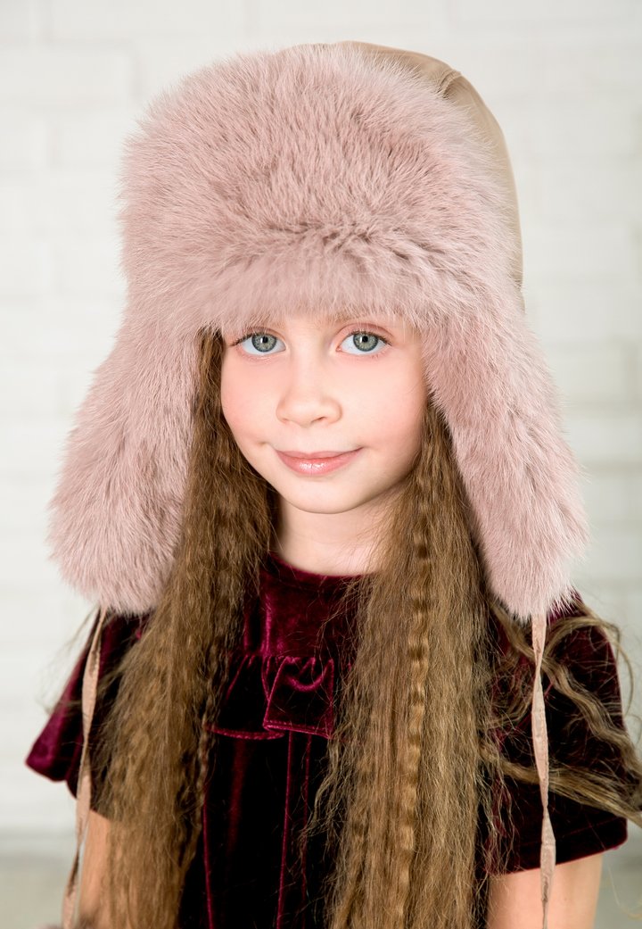 Buy Hat with earflaps for girls, insulated, Happy, cappuccino, 50-52, Xs-018, Fiona