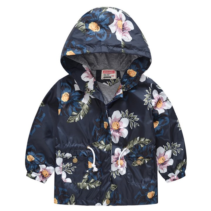 Купить Куртка-ветровка для девочки Большие цветы, p.140, Синий, 51124, Jomake
