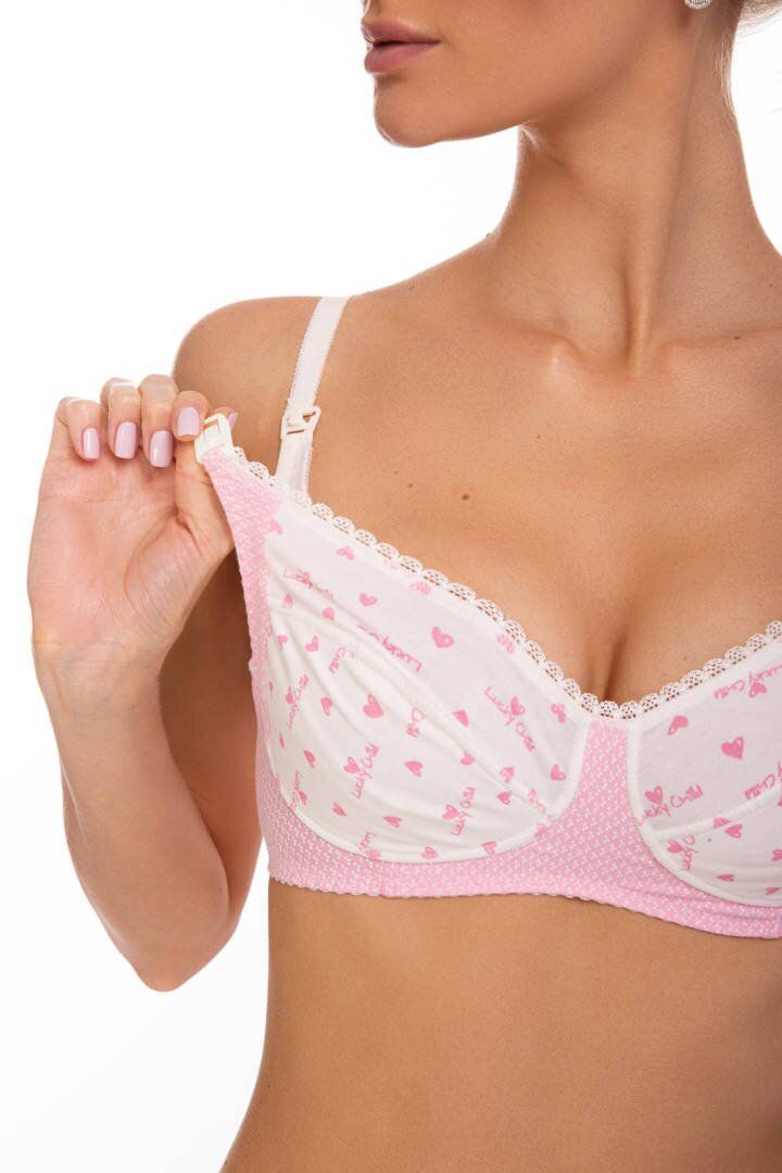 Buy Classic bra, soft cup (80-C, Pink/Heart print), Lov-1303L, Sambario