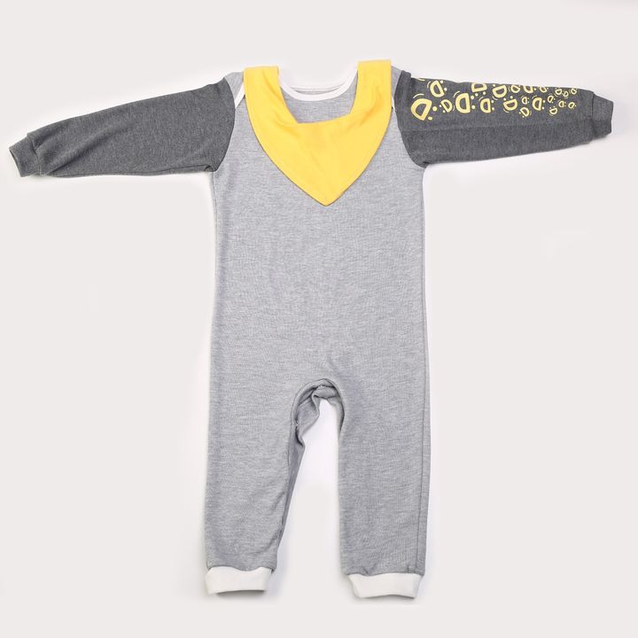 Buy Romper with open arms and legs, printed sleeve, Gray, dark gray, 1025, 80, Kinderly