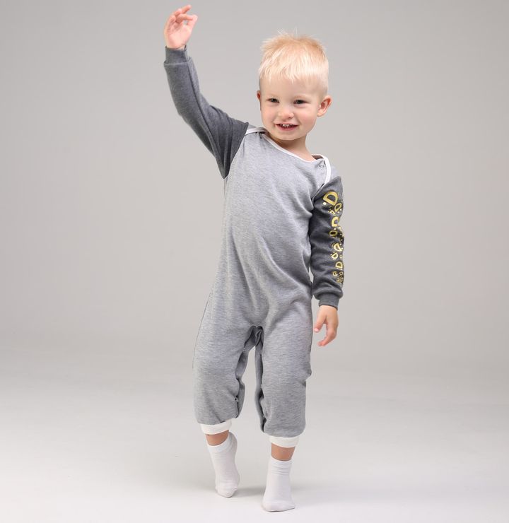 Buy Romper with open arms and legs, printed sleeve, Gray, dark gray, 1025, 80, Kinderly