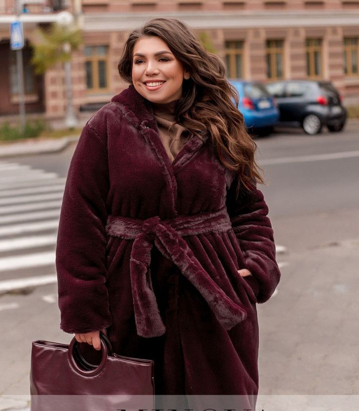 Buy Fur coat for women No. 949-bordeaux, 48-52, Minova