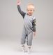Romper with open arms and legs, printed sleeve, Gray, dark gray, 1025, 68 Kinderly