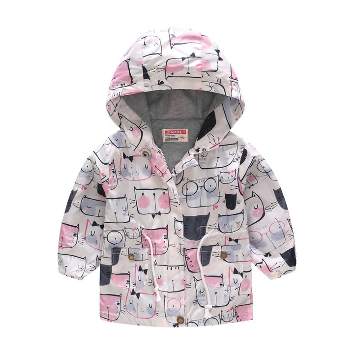 Buy Windbreaker jacket for girls Cat face, 140, grey, 51118, Jomake