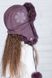 Hat with ear flaps, Pobeda, color Eggplant,53-54, P-019, Fiona