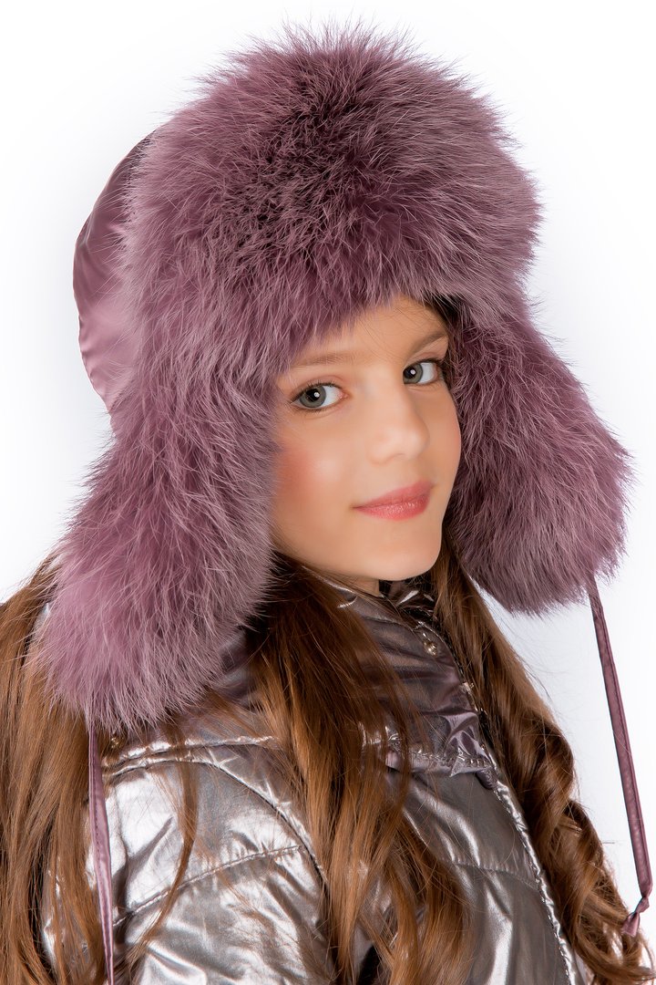 Buy Hat with ear flaps, Pobeda, Pink-brown,58-60, Pb-123, Fiona