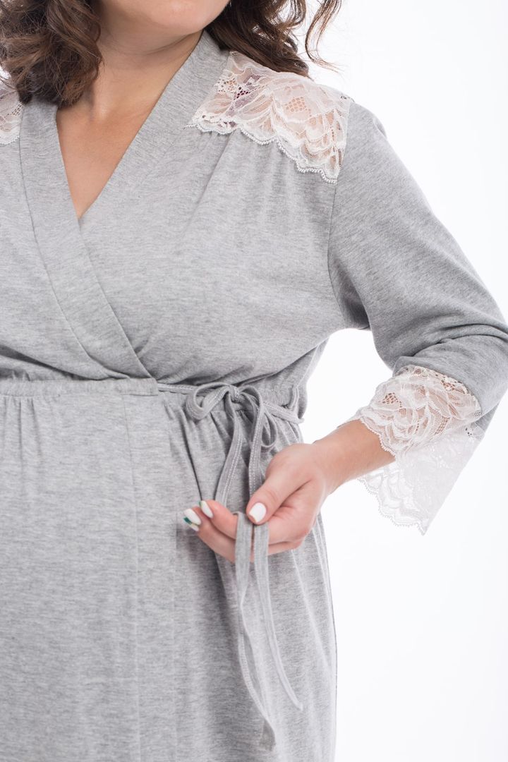Buy Maternity dressing gown with lace, grey, 46, 2009