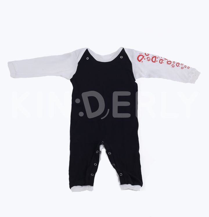 Buy Romper with open arms and legs, printed sleeve, Black-milky, 1025, 80, Kinderly