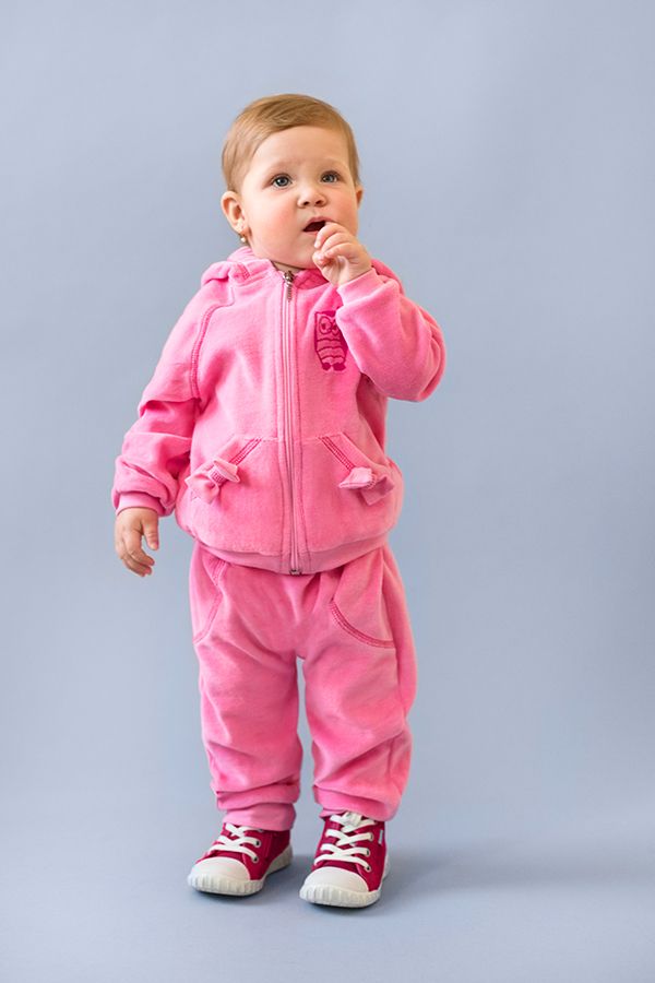 Купить Костюм велюровый для новорожденных девочек, 03-00447_1-1, 80, Розовый, Модный карапуз