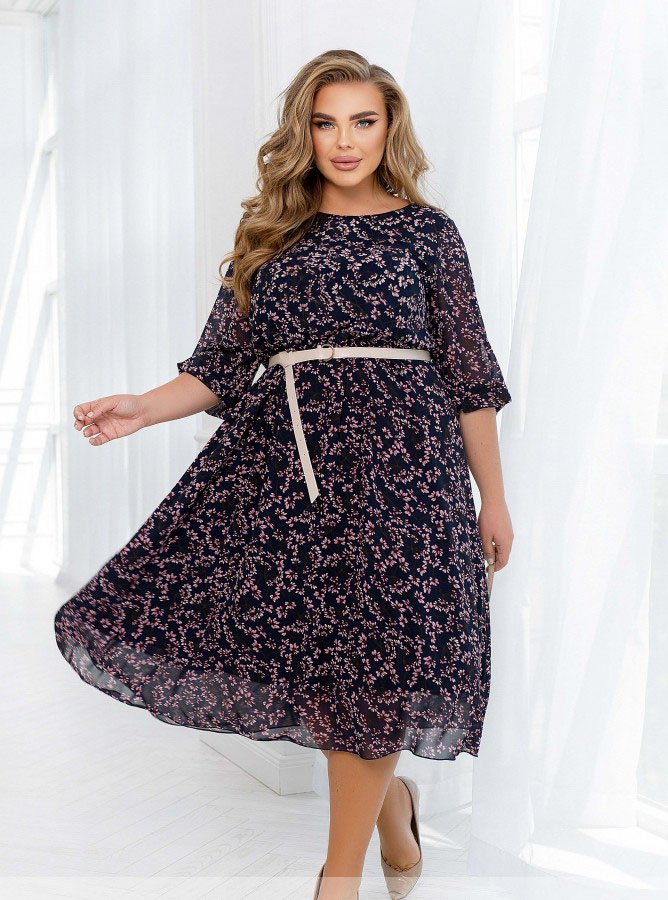 Buy Dress №2448-Blue-Pink, 66-68, Minova