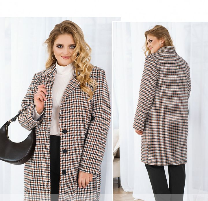 Купить Пальто женское демисезонное №2321-коричневый-черный, 66-68, Minova