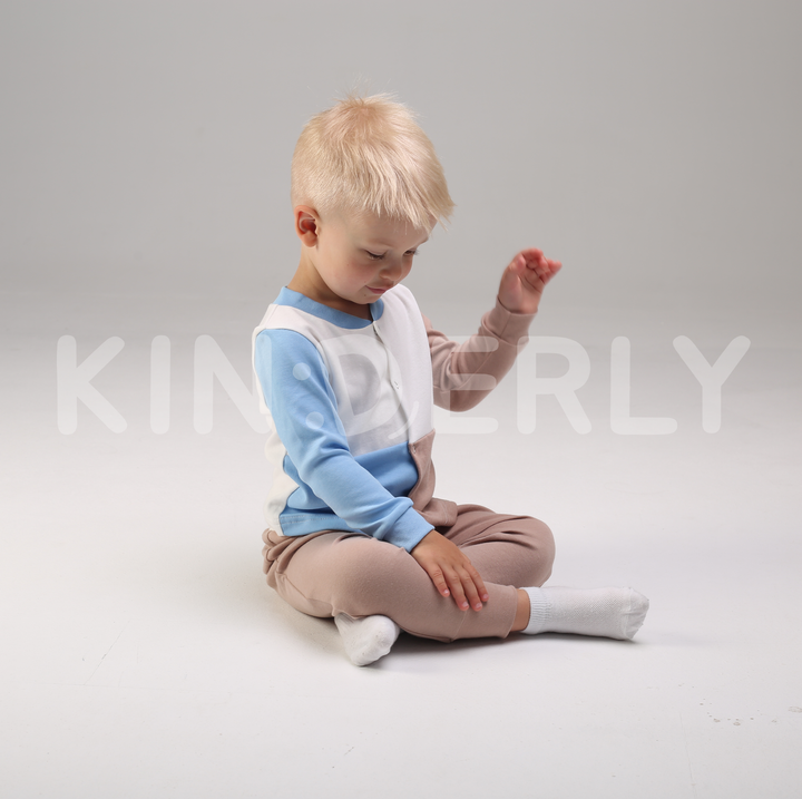 Купить Комплект для малыша, кофточка с длинным рукавом и штанишки, Молочно-бежевый, 1050, р. 80, Kinderly