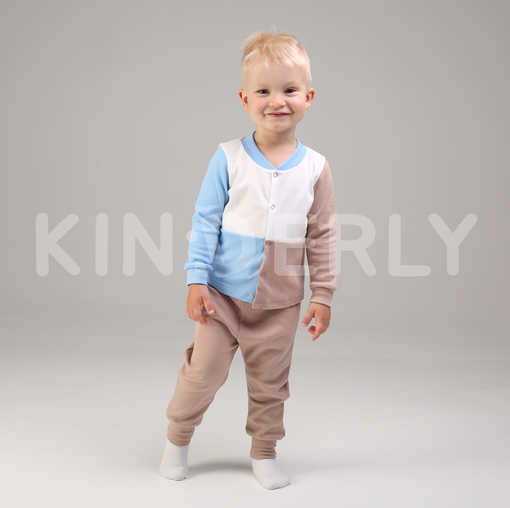 Купити Комплект для малюка, кофточка з довгим рукавом і штанці, Молочно-блакитний, 1050, 62, Kinderly