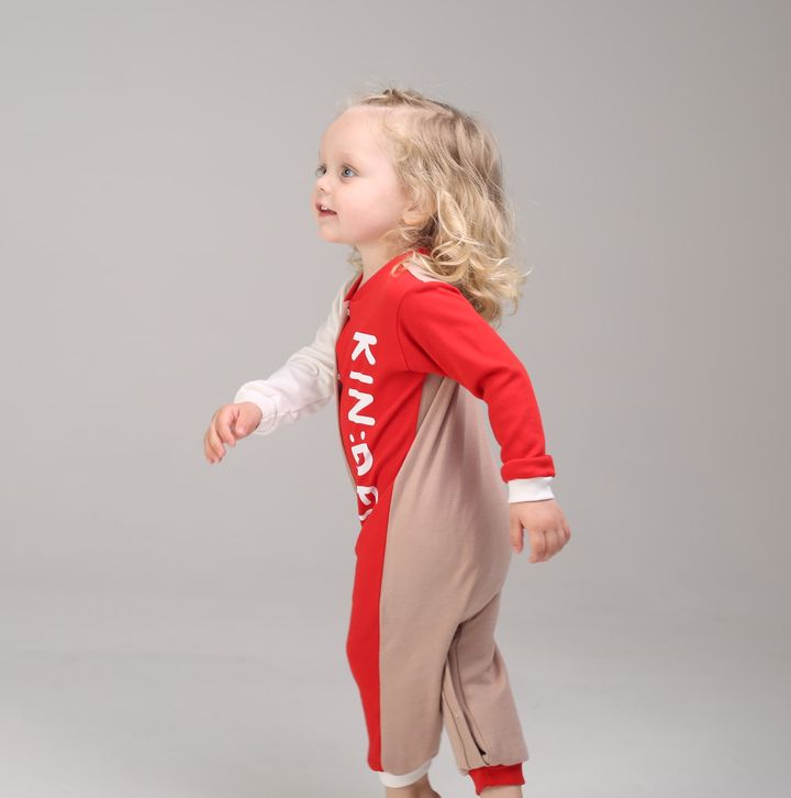 Buy Romper with front closure, Print, Beige-red, 1040, 86, Kinderly