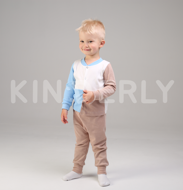 Купить Комплект для малыша, кофточка с длинным рукавом и штанишки, Молочно-бежевый, 1050, р. 80, Kinderly