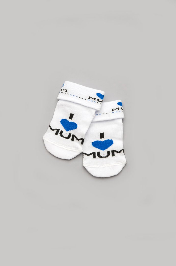 Купити Шкарпетки для новонароджених "I love mum", Білий, 101-00807-1, р. 12 (6-12 міс.), Модний карапуз