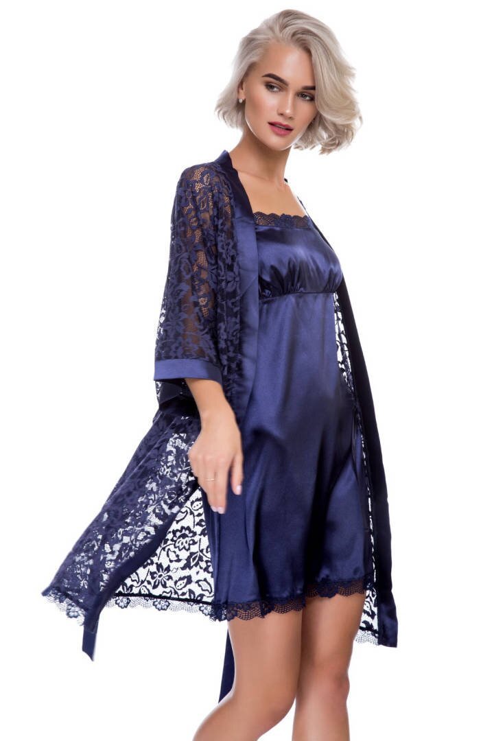 Buy Dressing gown for women lace Blue 44, F50040, Fleri
