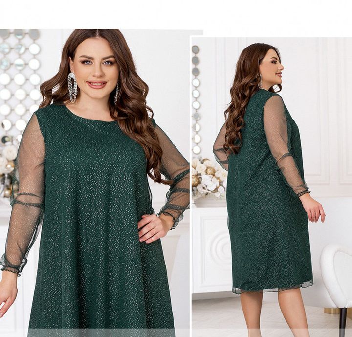 Купить Платье №8644-Темно-Зеленый, 58-60, Minova