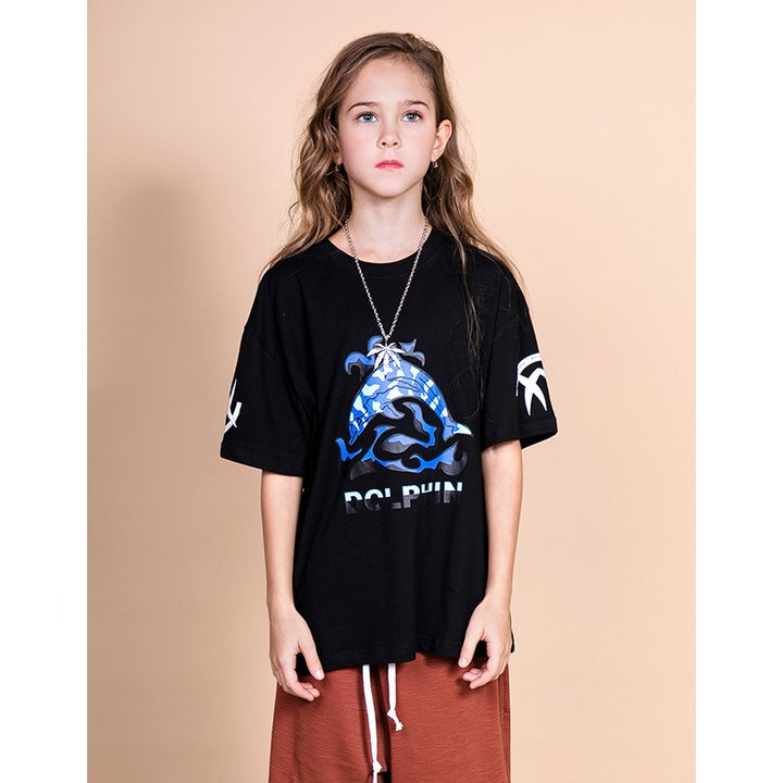 Buy T-shirt for girls Dolphin, black, 170, art. 52855, black, Bronco