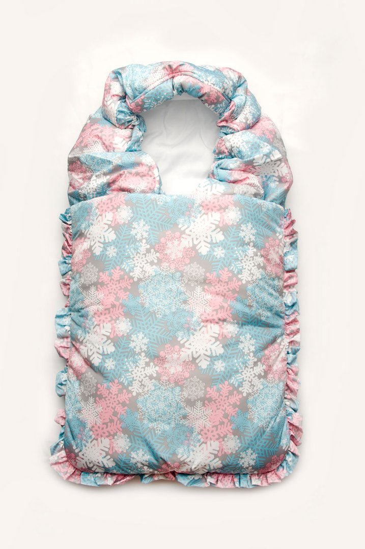 Купить Конверт-одеяло зимний, принт снежинки, розовый с серым, 03-00876, Модный карапуз