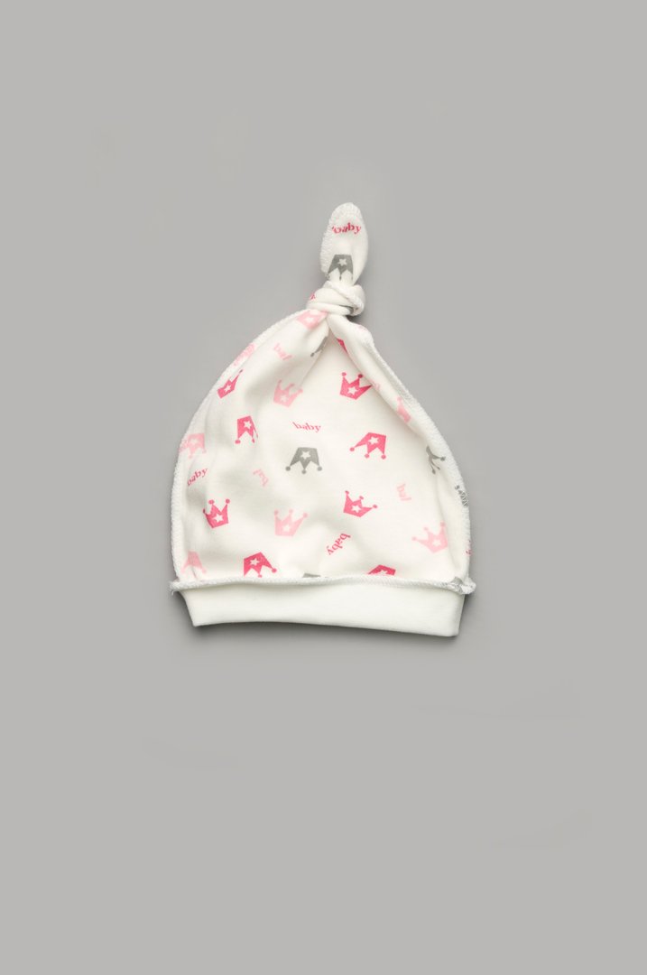 Купити Шапочка з вузликом, Білий - рожевий, 301-00046-1, р. 36, Модний карапуз