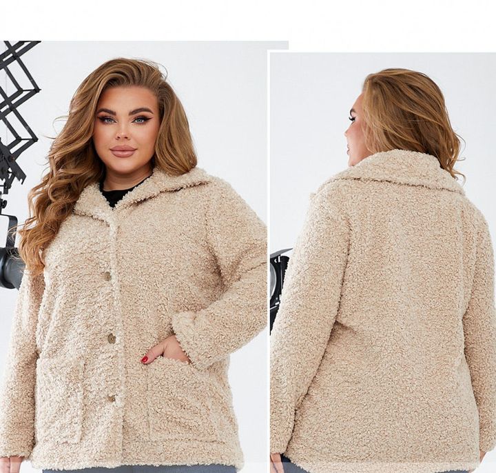 Купить Женское пальто из эко-меха №22-19 - Коричневый, 54, Minova