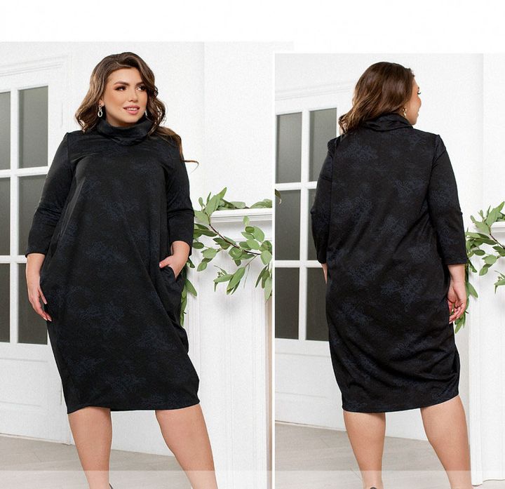 Купить Платье женское №1134-черный-синий, 64-68, Minova