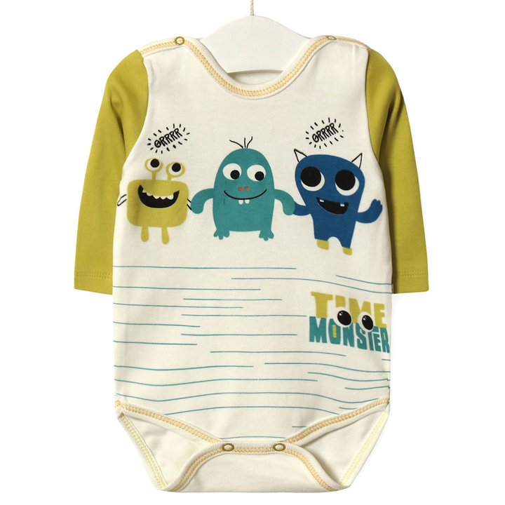 Buy Baby bodysuit Time monster, 6 months, Green, 53693, Twetoon