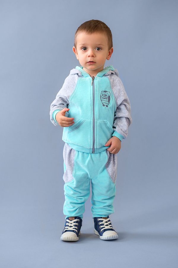 Купить Велюровый костюм для малышей, 03-00447_0-0, 86, Голубой, Модный карапуз