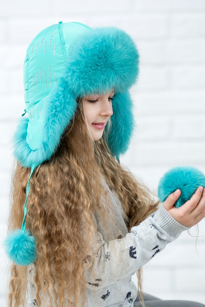 Buy Hat with ear flaps, for girls, Dreams, Mint,52-53, Dy-016, Fiona