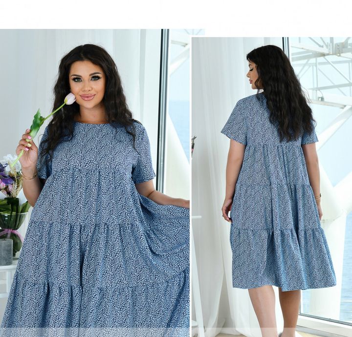 Buy Dress №8614-2-Jeans, 64, Minova