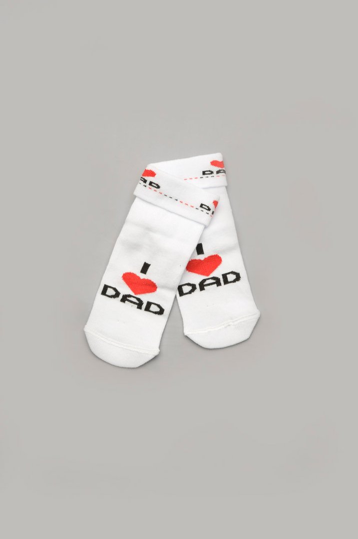 Купити Шкарпетки для малюків "I love dad", Білий, 101-00807-2, р. 12 (6-12 міс.), Модний карапуз