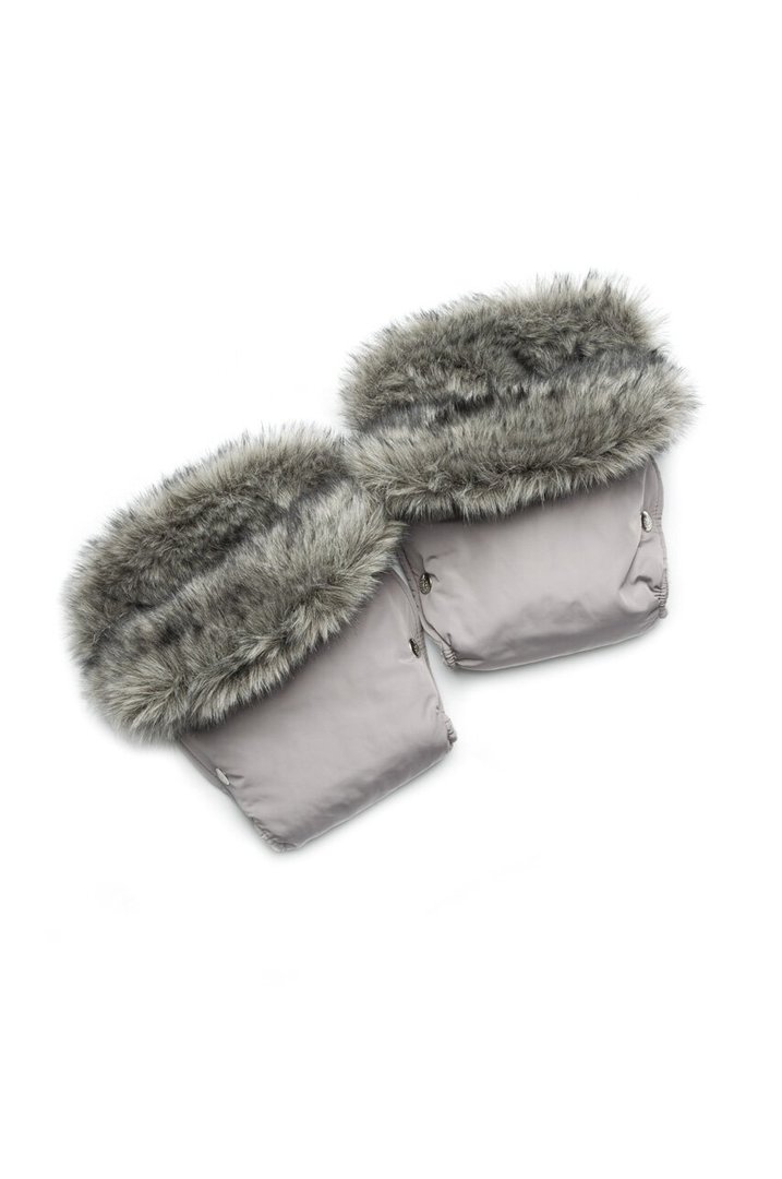 Buy Mittens for a carriage, with a fur edge. Grey
