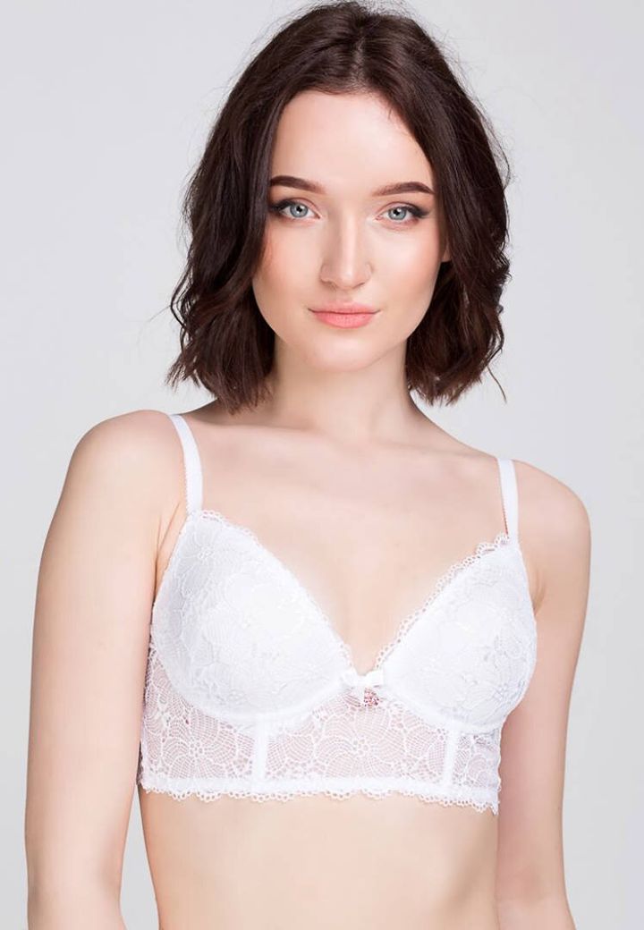 Buy Push-up bustier, molded cup (80-D, White), VL-1120, Sambario