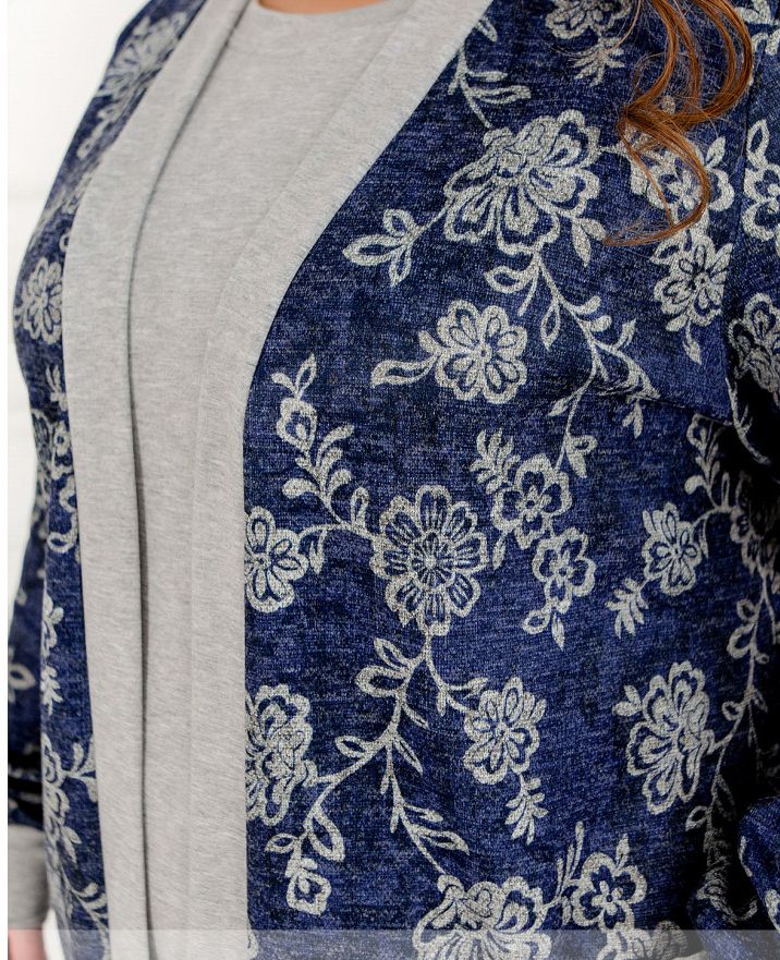 Купити Жіночий костюм домашній, трійка. Жіноча піжама №2237, синій, сірий, p.66-68, Minova