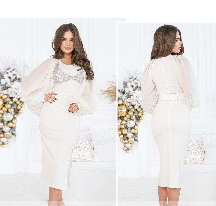 Buy Dress №8643-White, 48, Minova