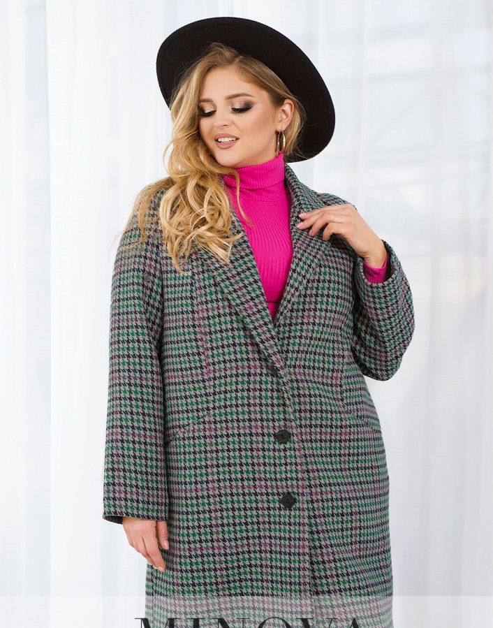 Купить Пальто женское демисезонное №2321-серый-зеленый, 66-68, Minova