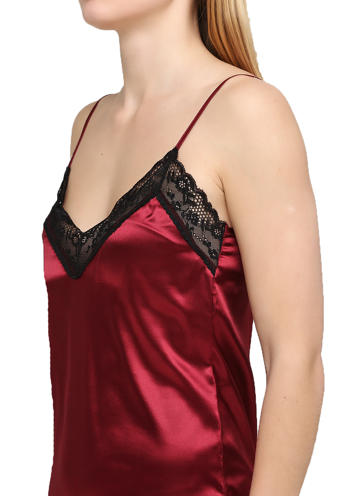 Buy Silk nightgown with lace Burgundy 44, F50071, Fleri