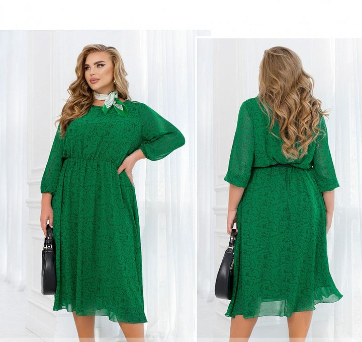 Купить Платье №2448-Зеленый-Черный, 66-68, Minova