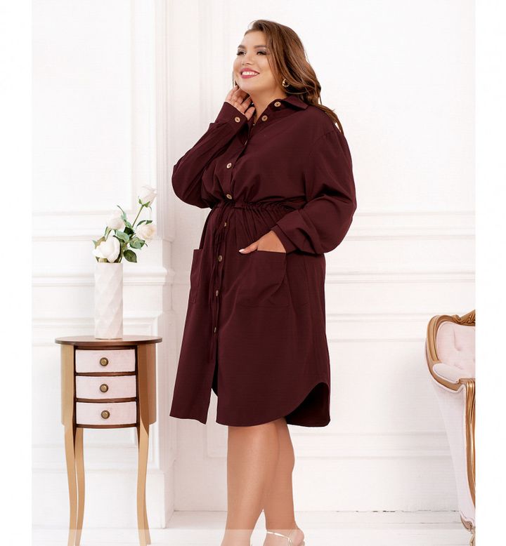 Buy Dress №306-2-Burgundy, 56, Minova