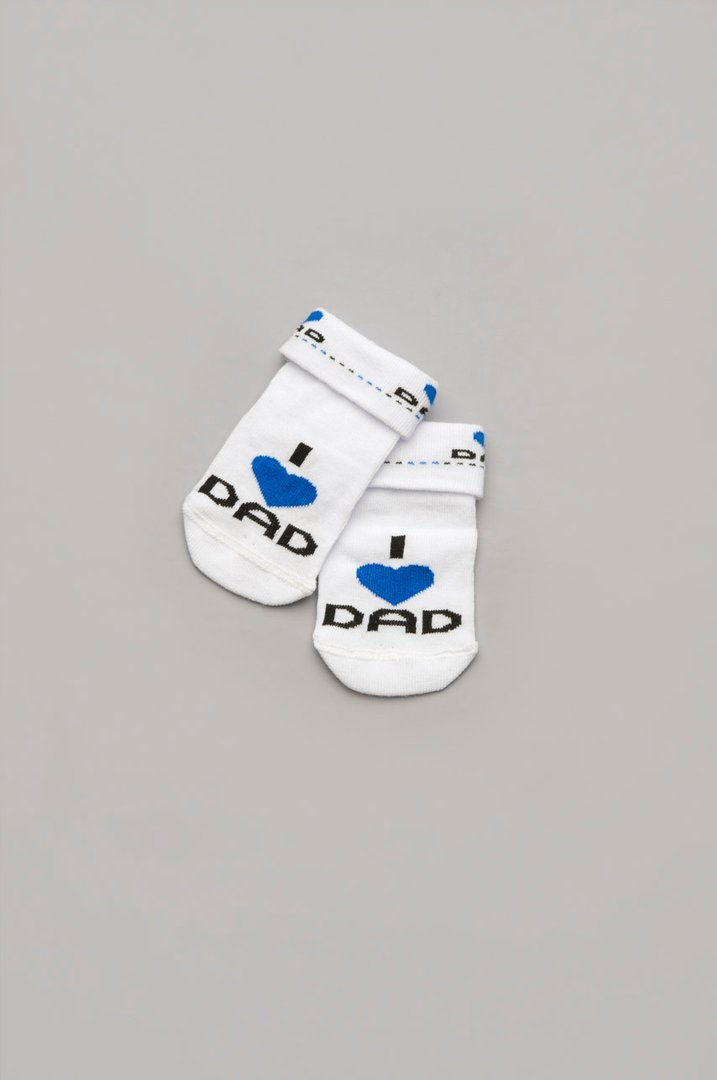 Купити Шкарпетки для малюків "I love dad", Білий, 101-00807-3, р. 12 (6-12 міс.), Модний карапуз