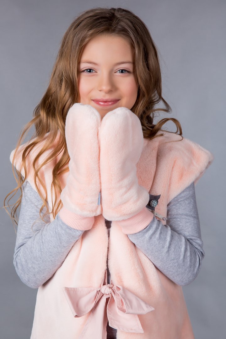 Купити Дитячі рукавиці утеплені, Персиковий, p. XL, Iv-112, Фіона