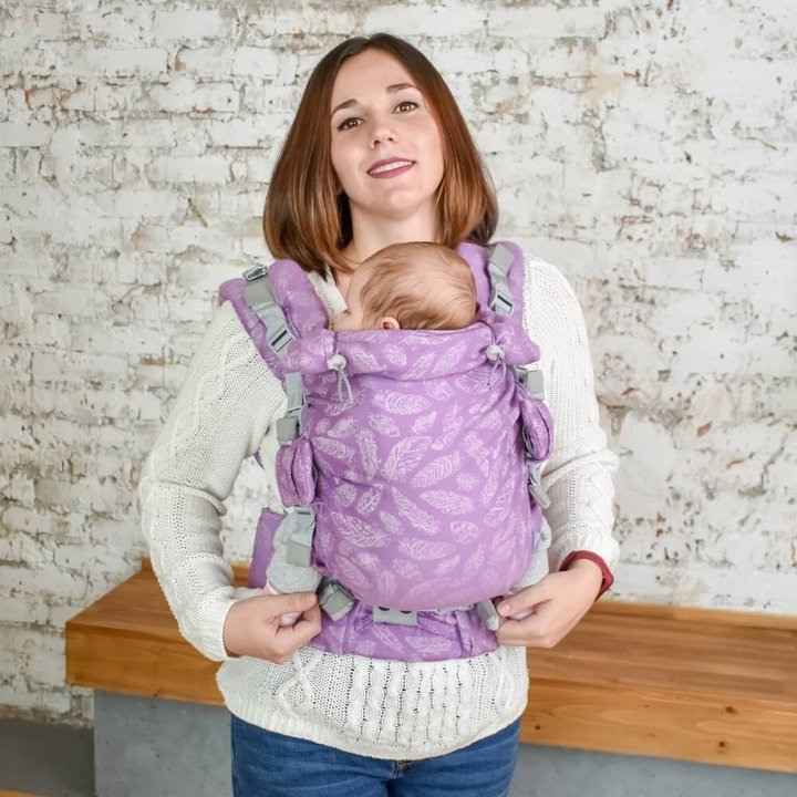 Купить Слинг рюкзак для новорожденных Adapt сиреневый Feathers (0-48 мес)