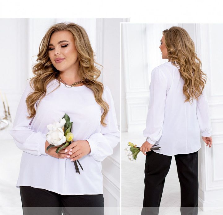 Купить Блуза №2393-Белый, 66-68, Minova