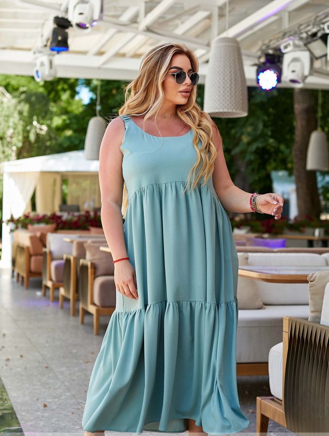 Buy Dress №589-Turquoise, 66-10XL, Minova